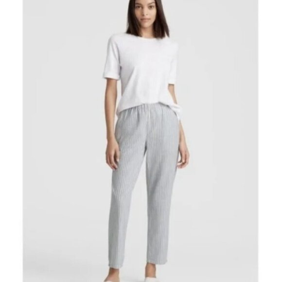 Eileen Fisher Pants - Eileen Fisher Blue Railroad Stripe Hemp & Cotton Pants - Size PL (Petite)